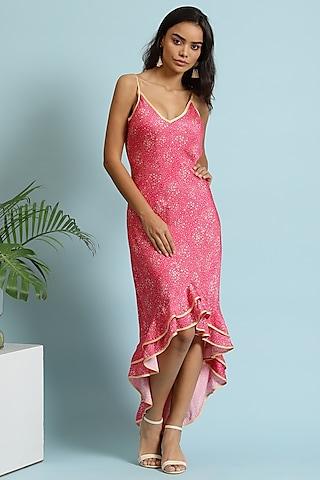 magenta floral printed dress