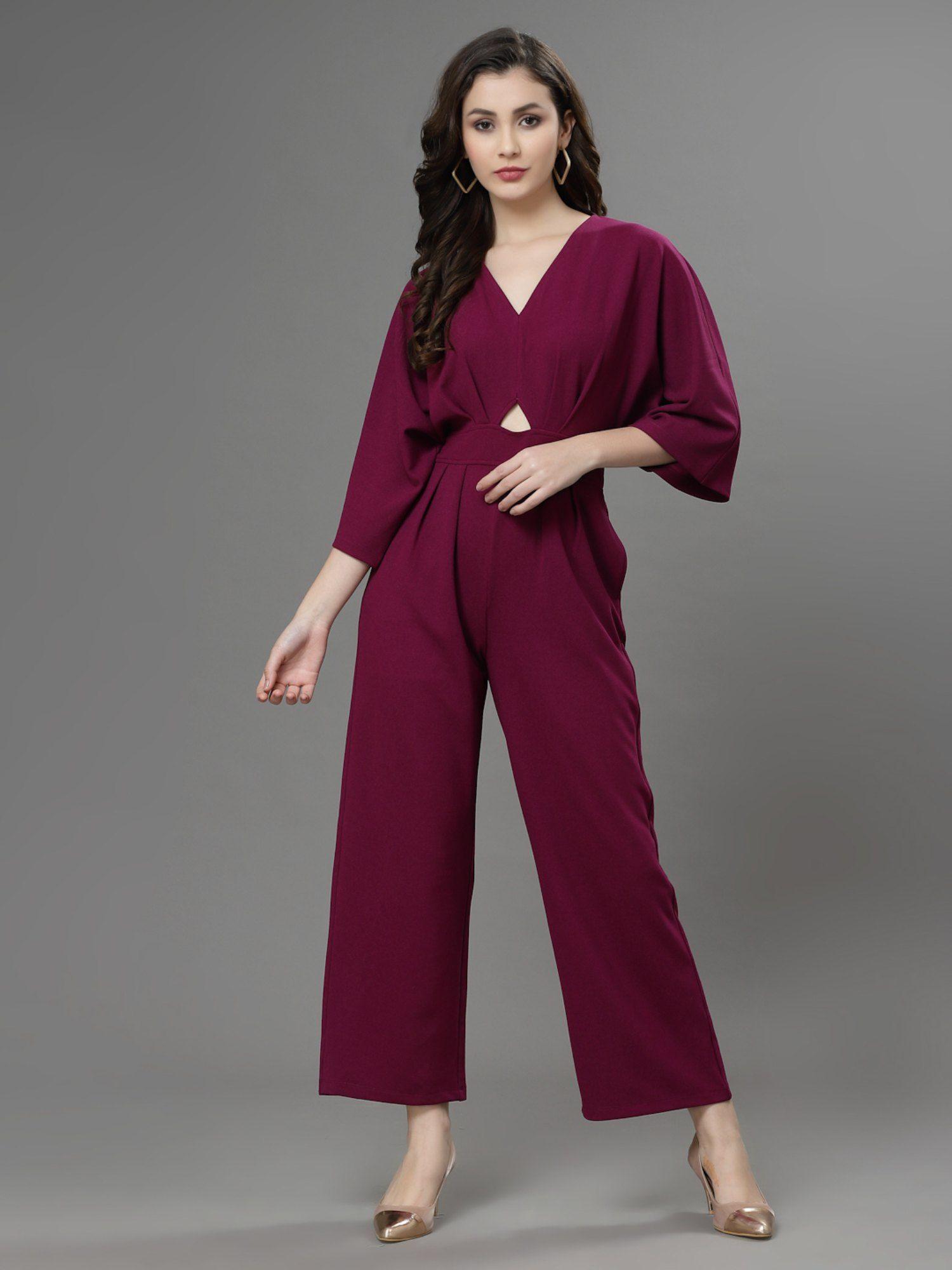 magenta kimono solid jumpsuit