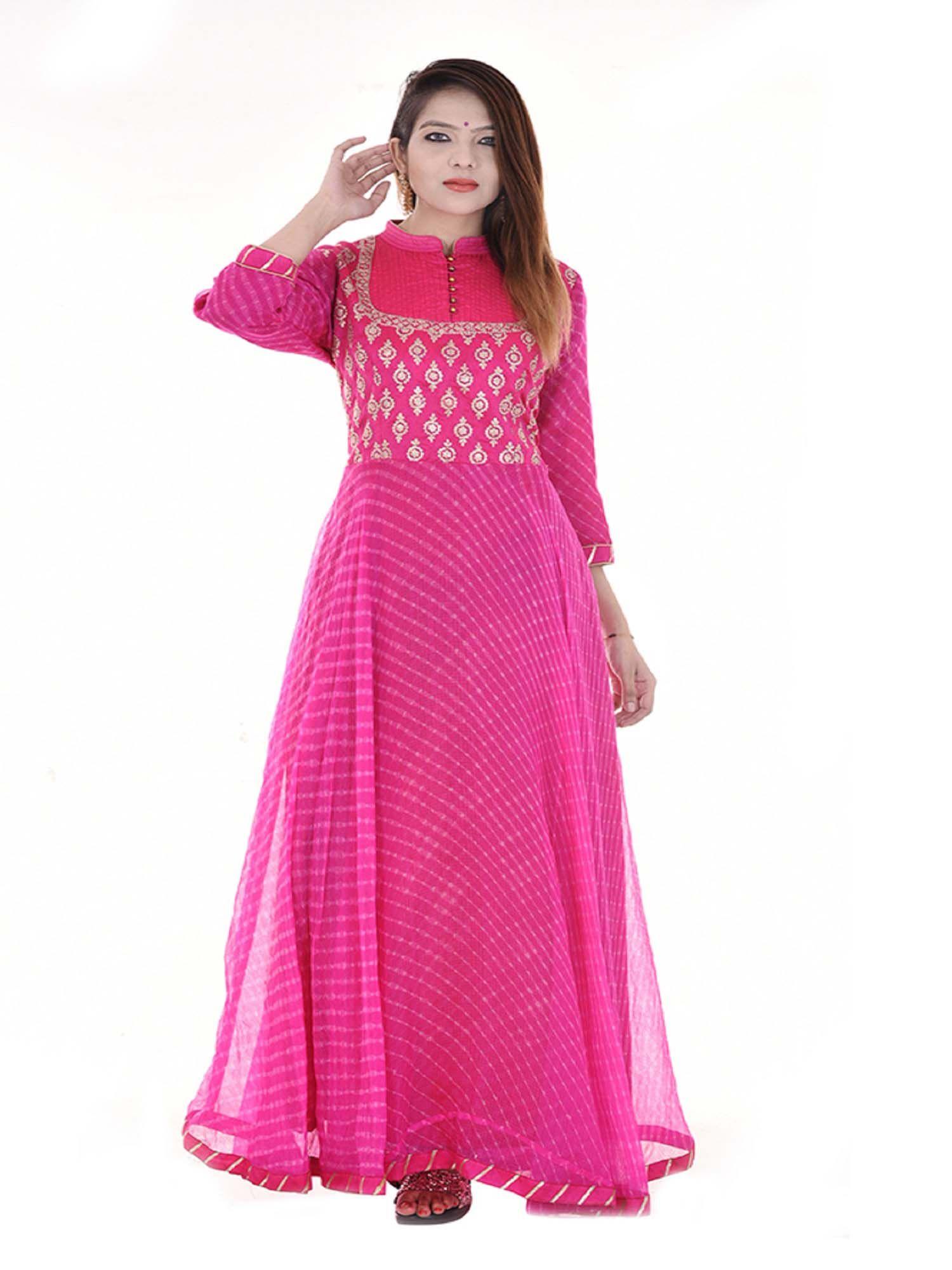 magenta leheriya dress