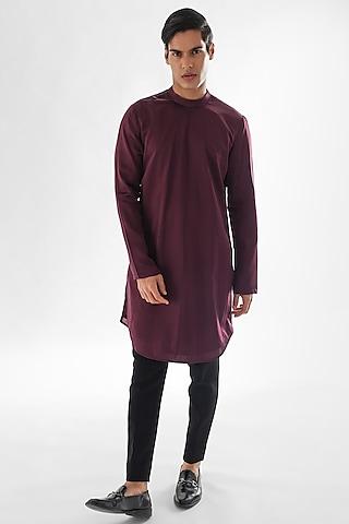 magenta modal satin kurta set