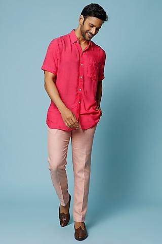 magenta muslin silk shirt