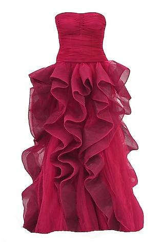 magenta net gown