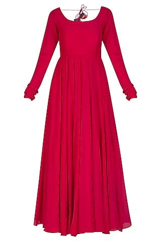 magenta pink anarkali with embroidered dupatta