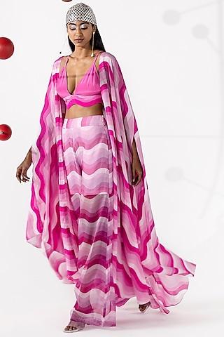 magenta printed asymmetrical cape