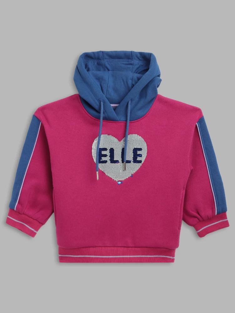 magenta printed hooded sweatshirt