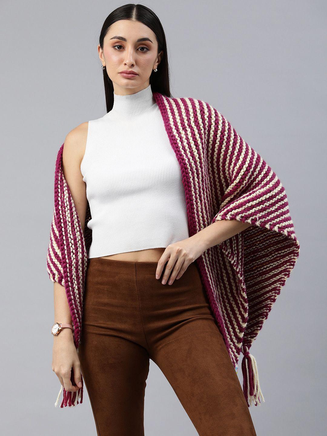 magic needles women striped acrylic knitted shawl