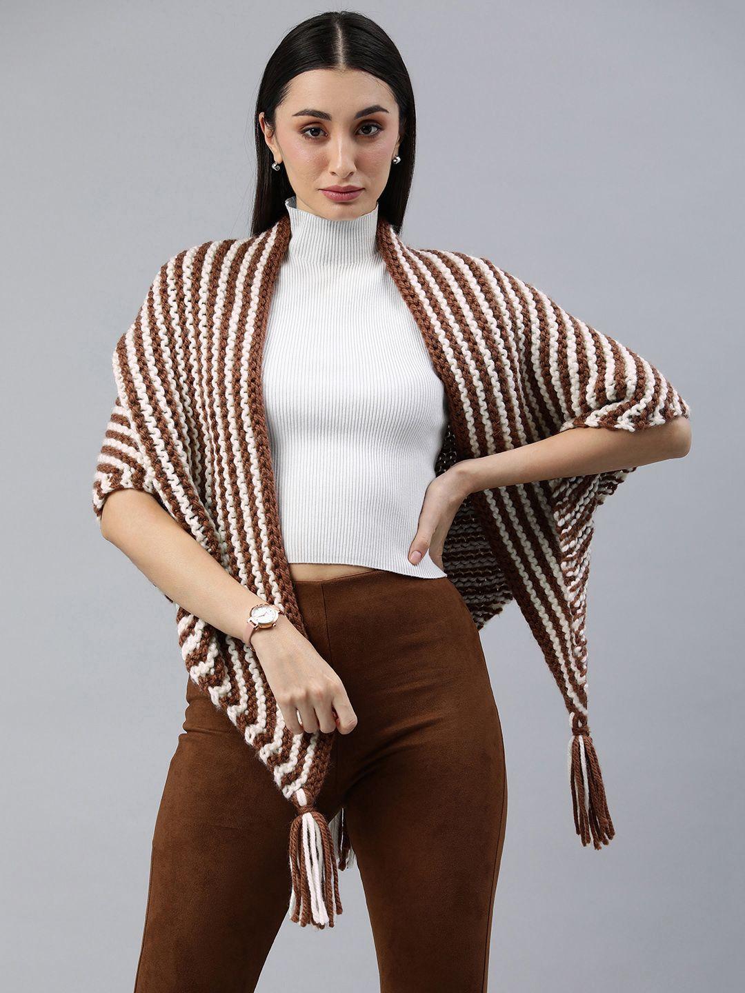 magic needles women striped acrylic knitted shawl