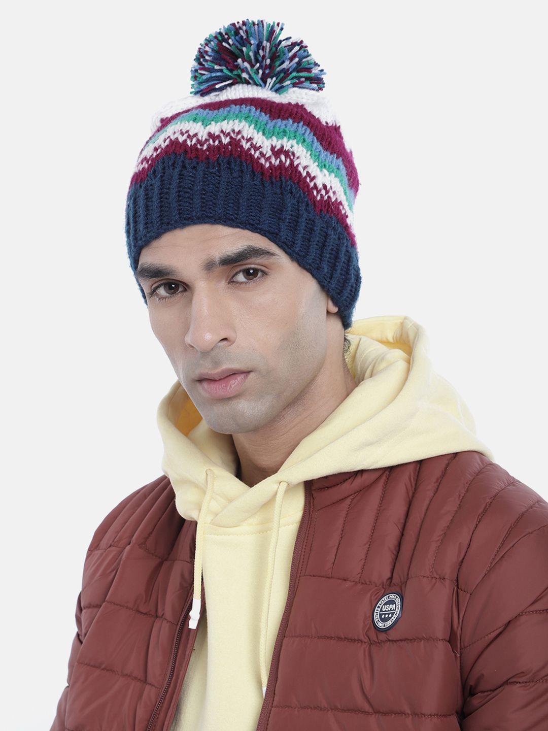 magic needles men printed beanie with pompom