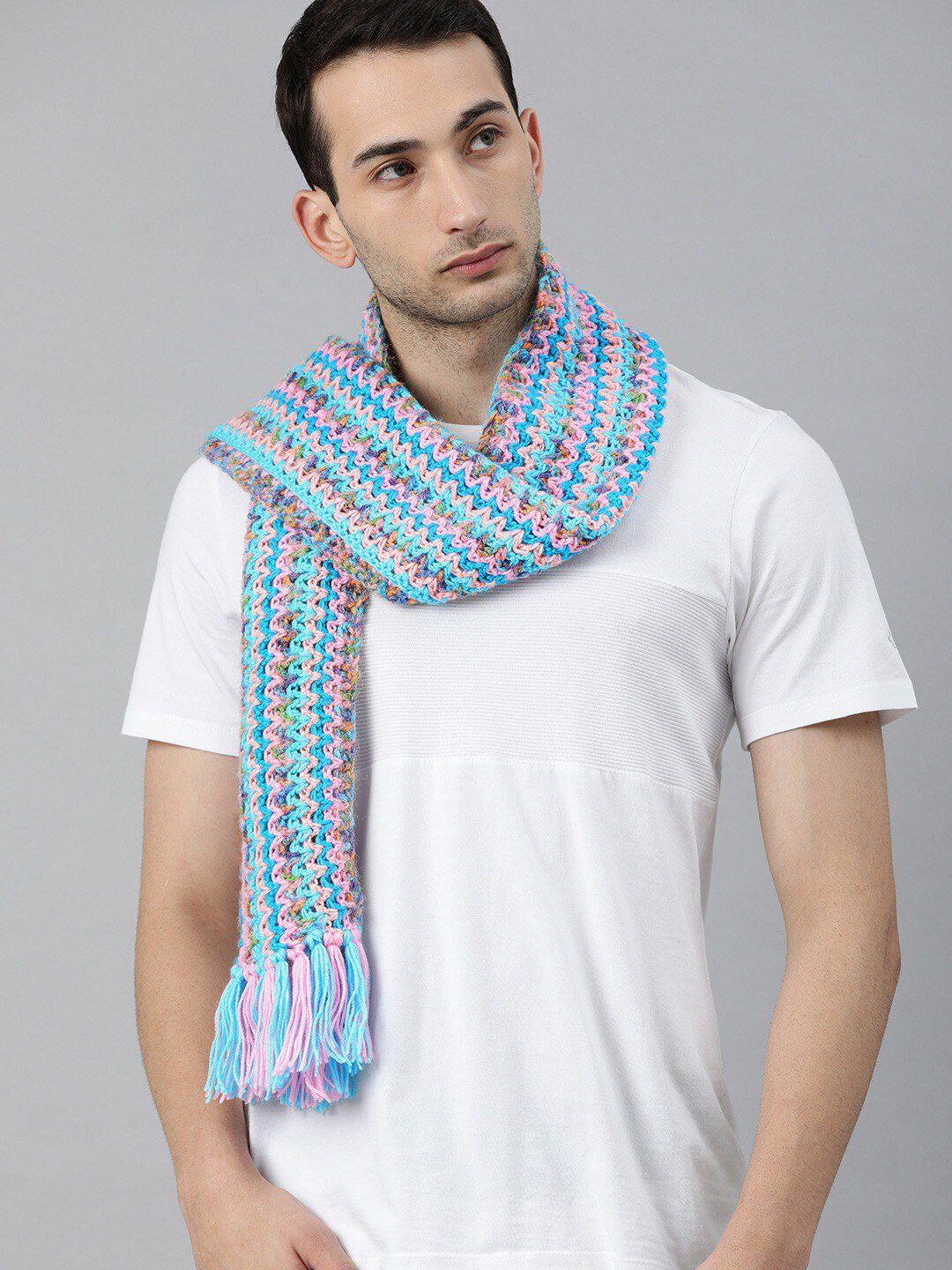 magic needles men self design acrylic tasselled scarf