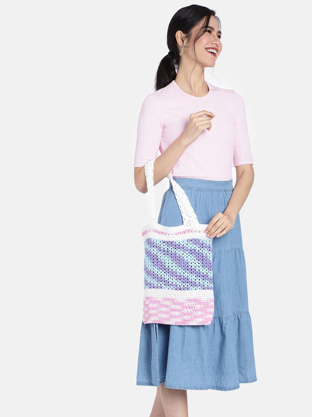 magic needles purple & pink crochet shopper shoulder bag