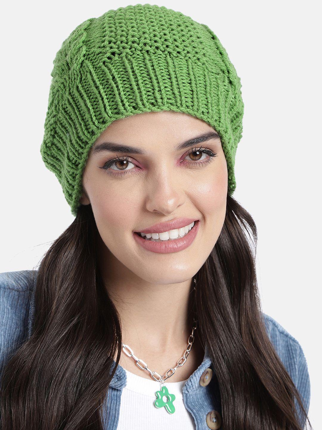 magic needles unisex green self design beanie