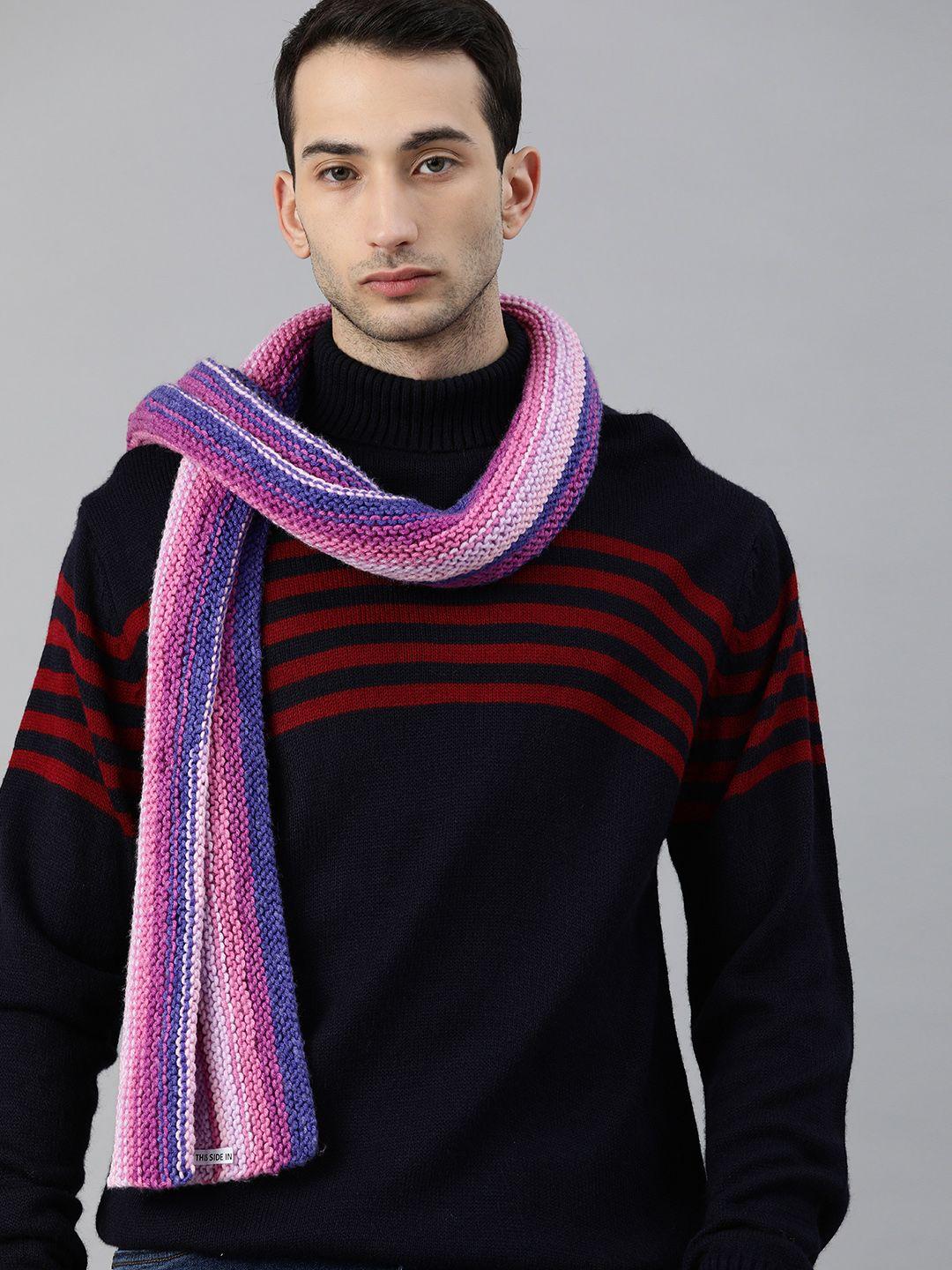 magic needles unisex purple & pink  self-design scarf with tassels