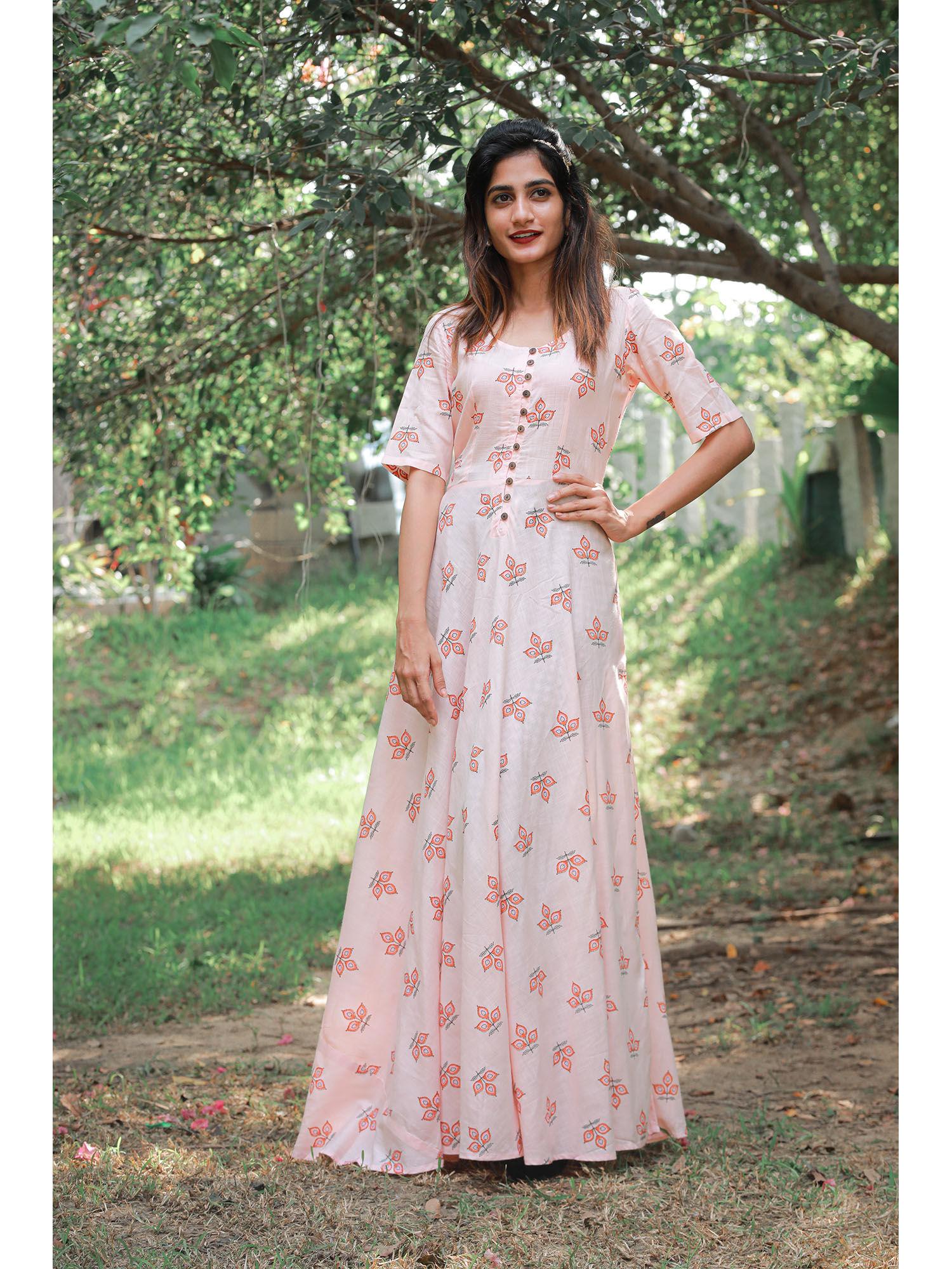 magic peach maxi dress