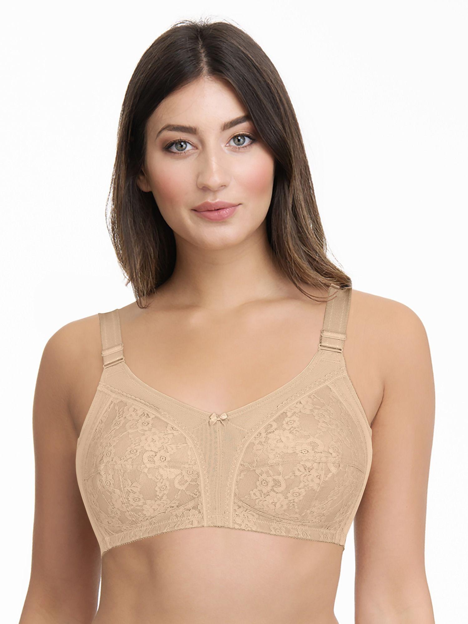 magic support non padded non-wired lace bra-nude