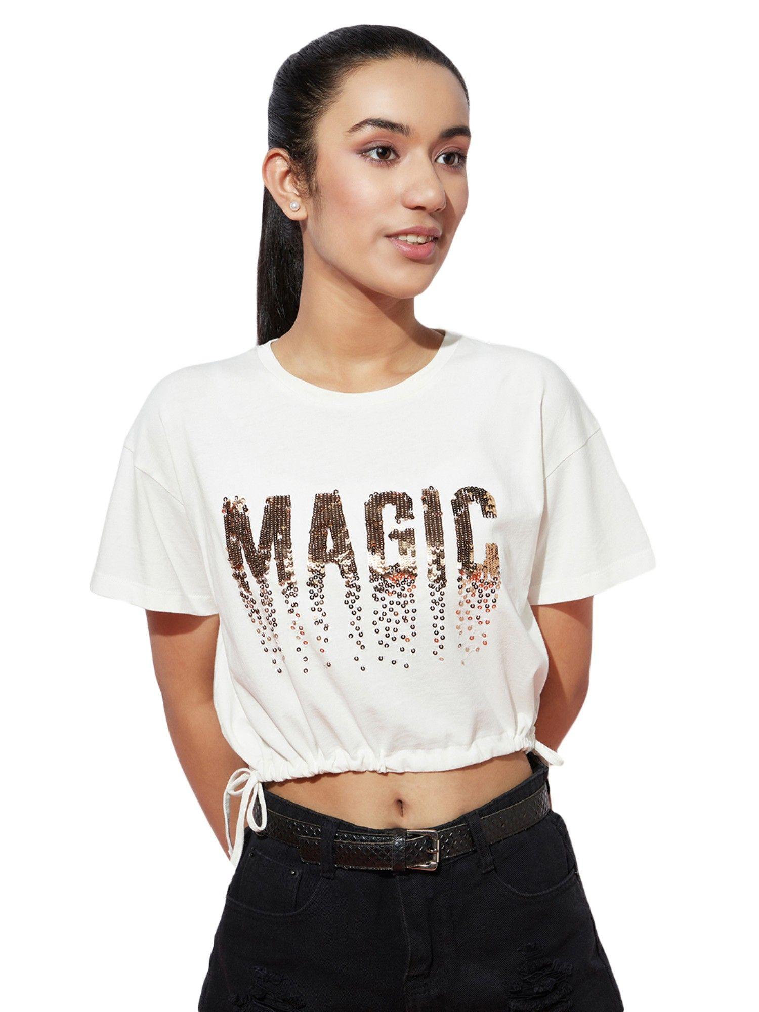 magique crop top embroidery white