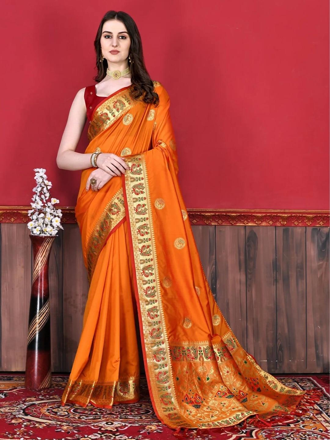 magmina ethnic motifs woven design zari pure silk kanjeevaram saree