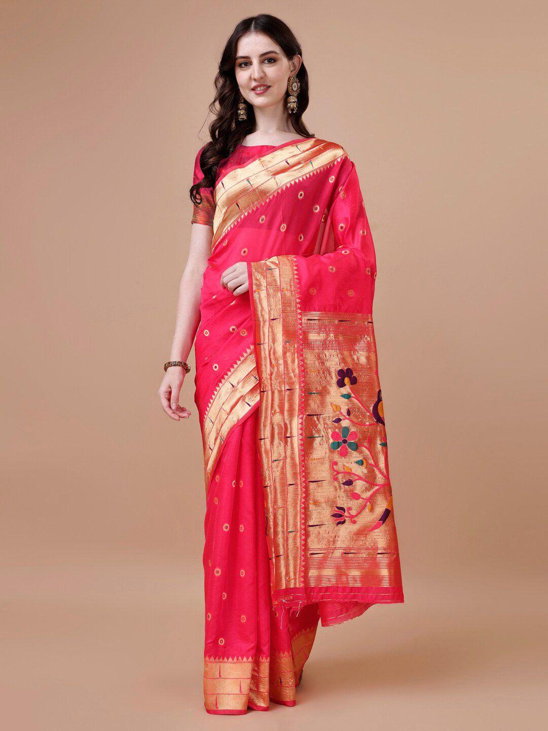 magmina ethnic motif woven design zari banarasi saree