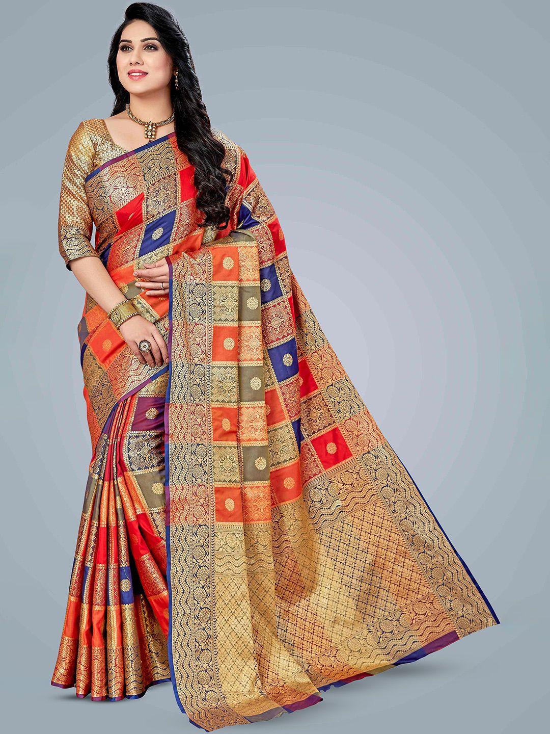 magmina ethnic motif woven design zari kanjeevaram saree