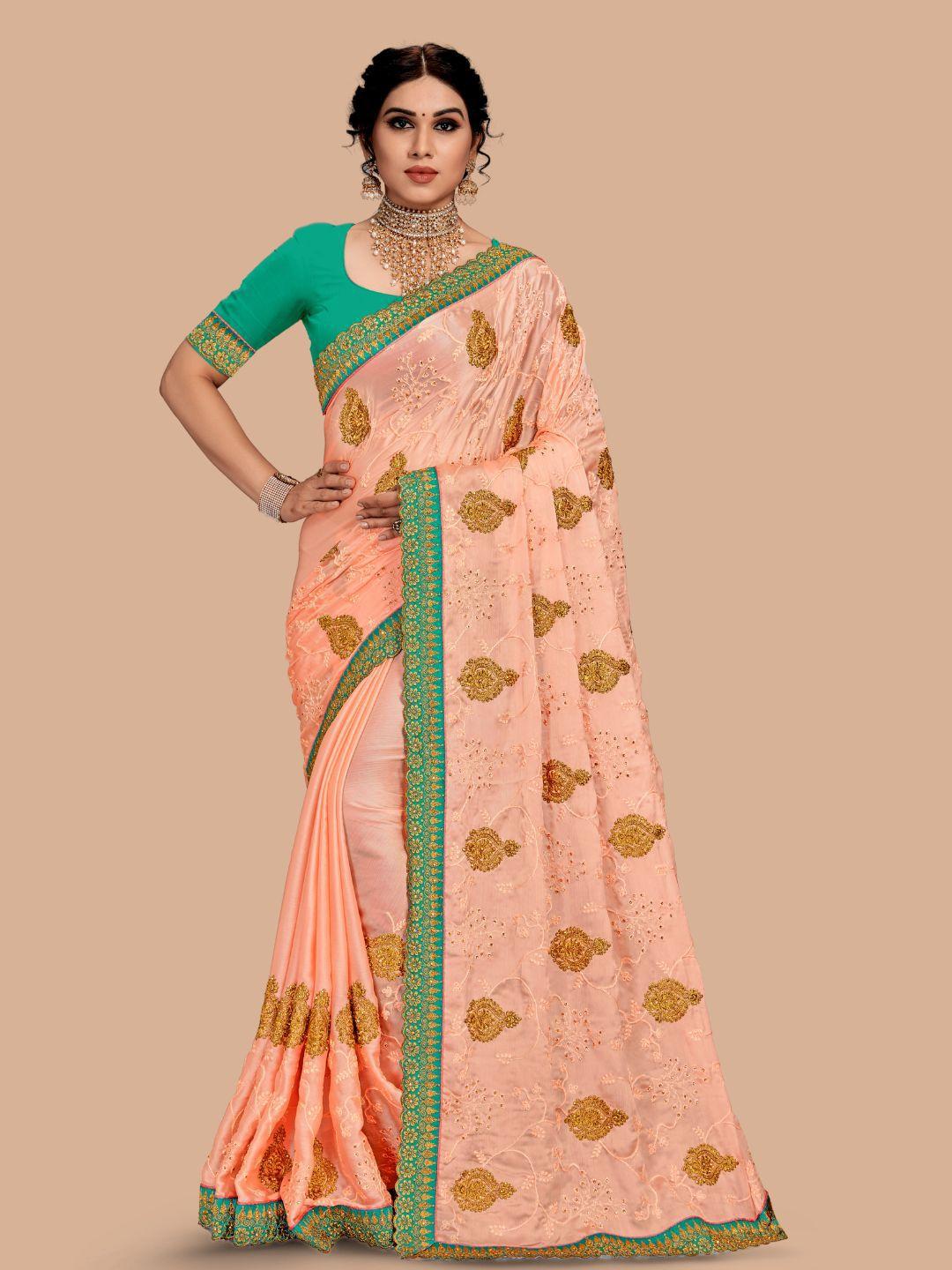 magmina ethnic motifs embroidered pure chiffon bhagalpuri saree