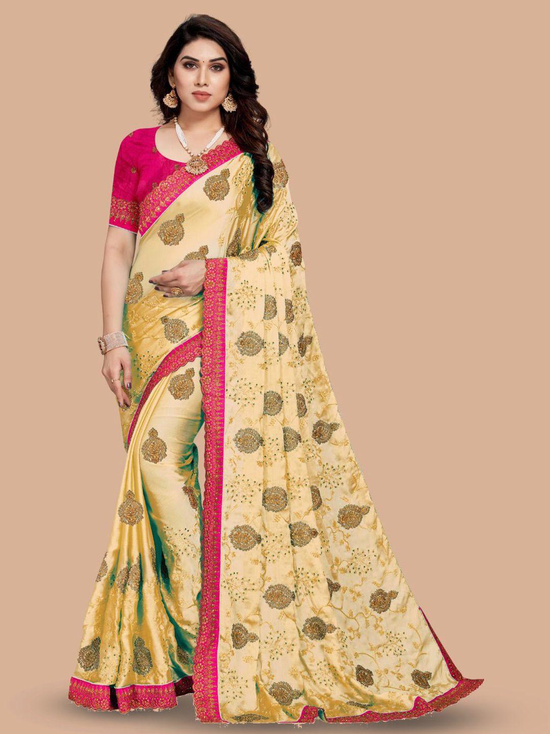 magmina ethnic motifs embroidered pure chiffon saree