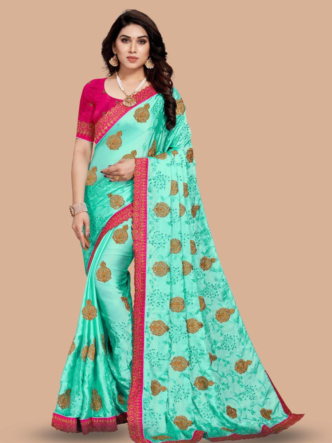 magmina ethnic motifs embroidered pure chiffon saree