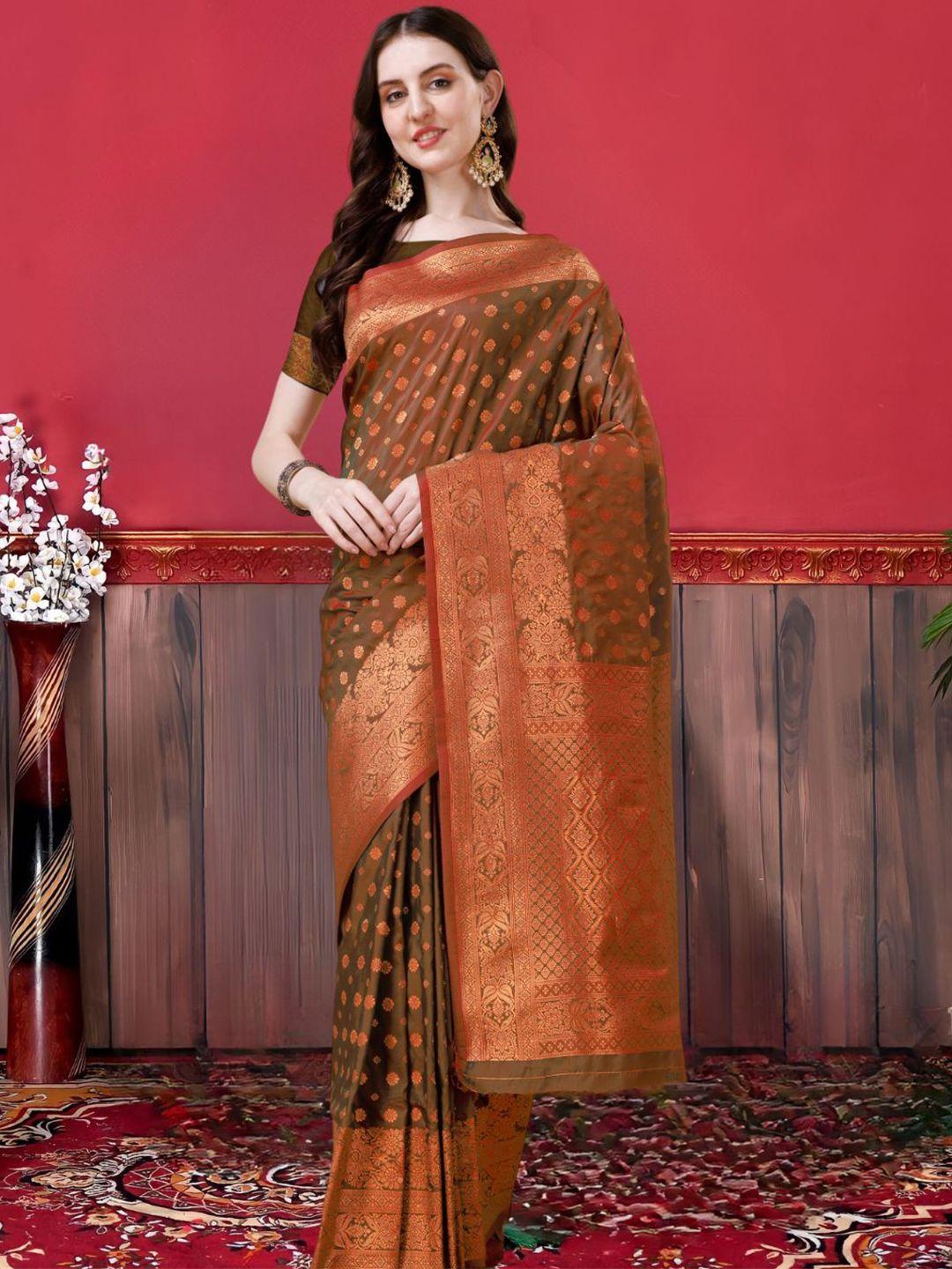 magmina ethnic motifs woven design zari kanjeevaram saree