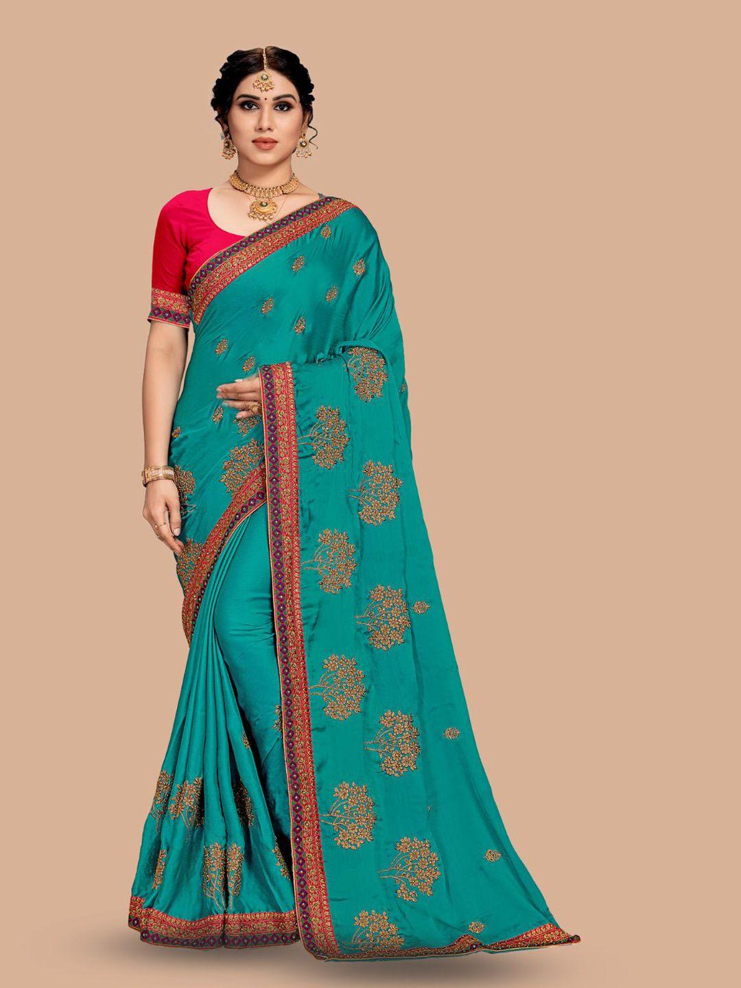 magmina floral embroidered pure chiffon saree