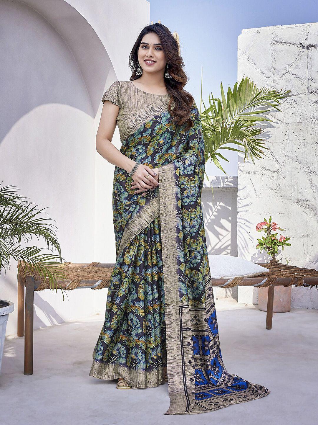 magmina floral printed pure chiffon saree