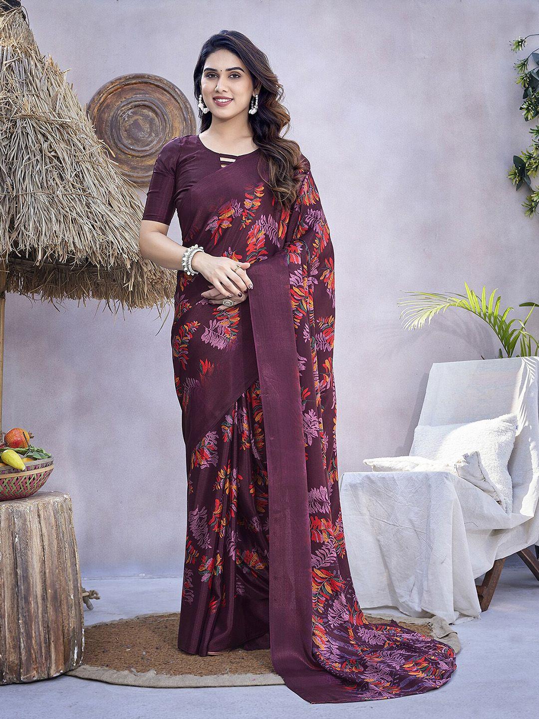 magmina floral printed pure chiffon saree