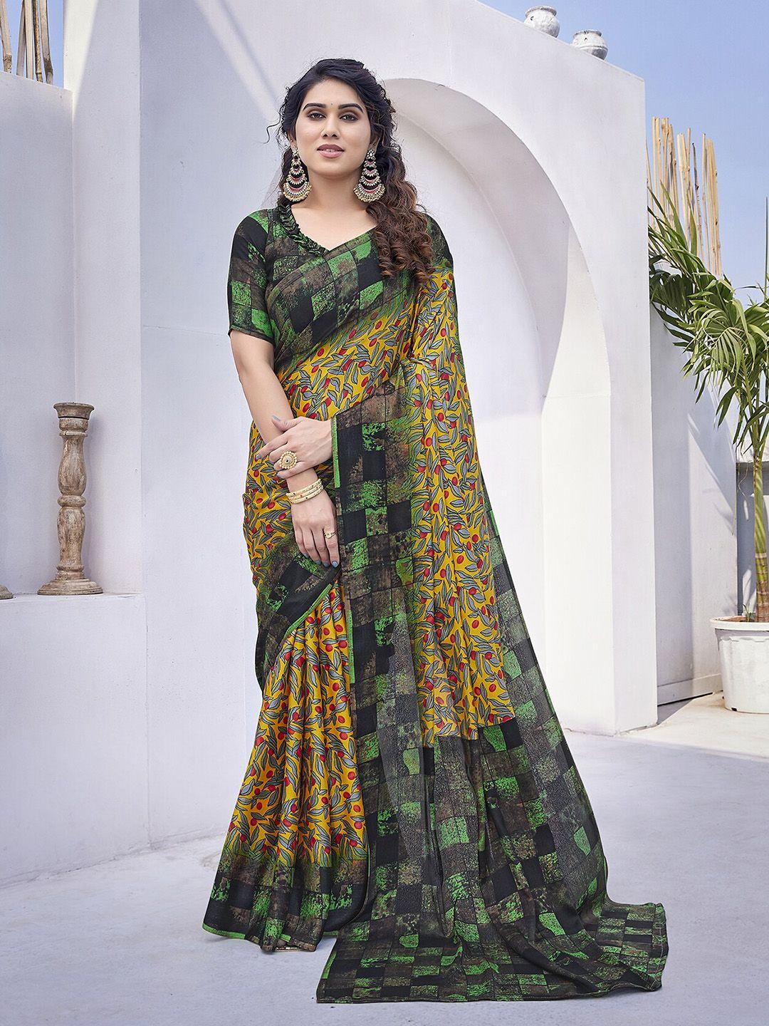 magmina floral printed pure chiffon saree