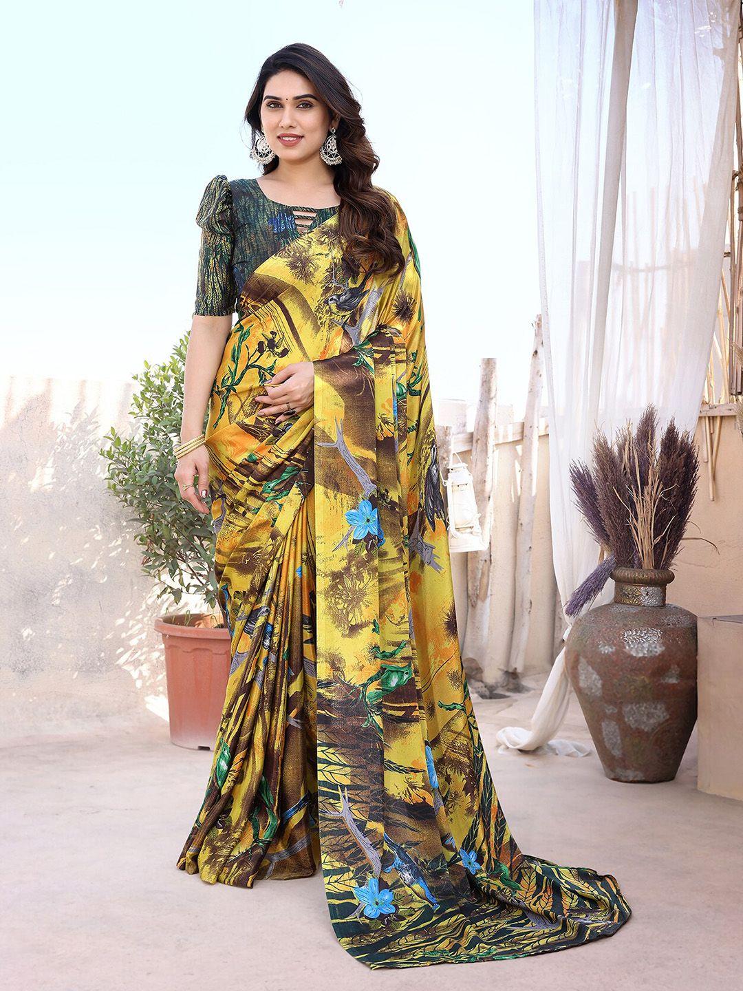 magmina floral printed pure chiffon saree