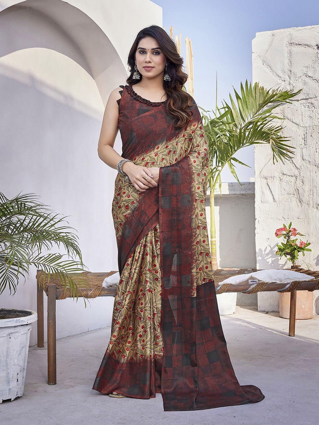 magmina floral printed pure chiffon saree