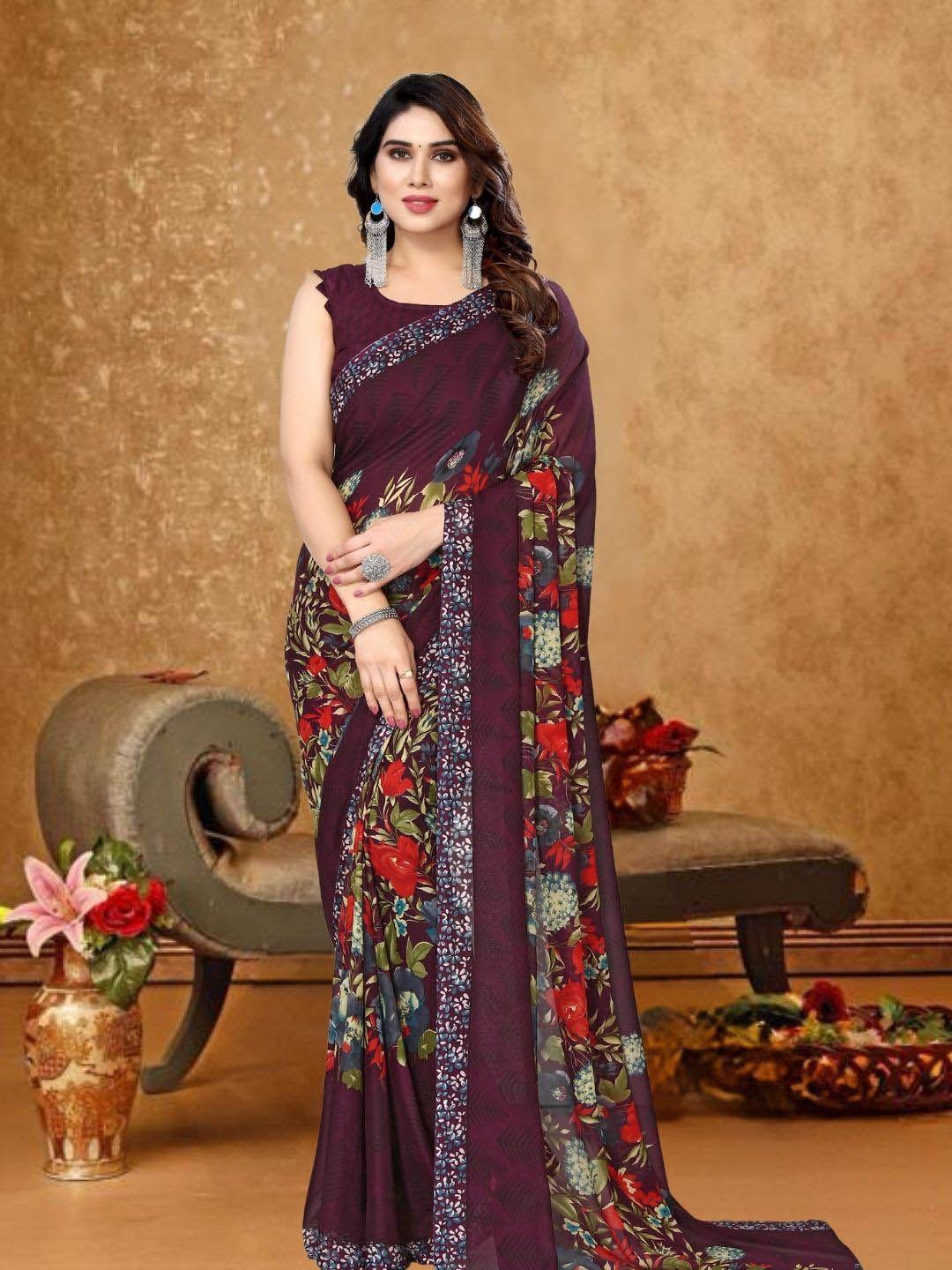 magmina floral pure georgette banarasi saree