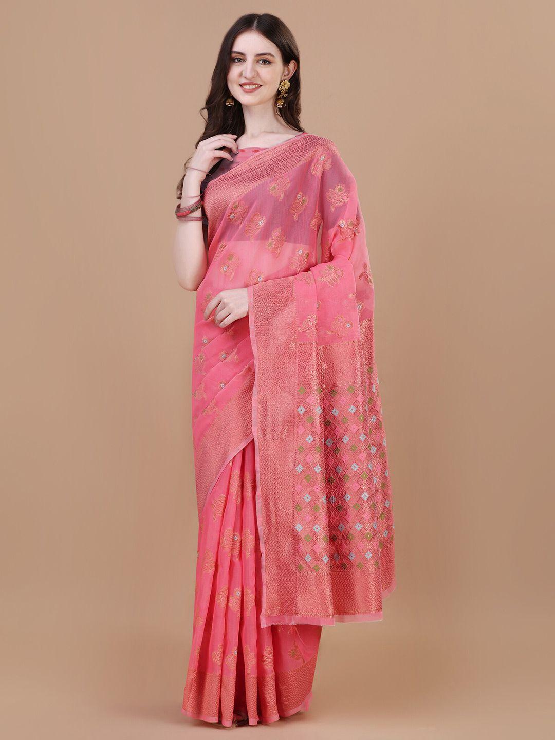 magmina floral woven design zari banarasi saree