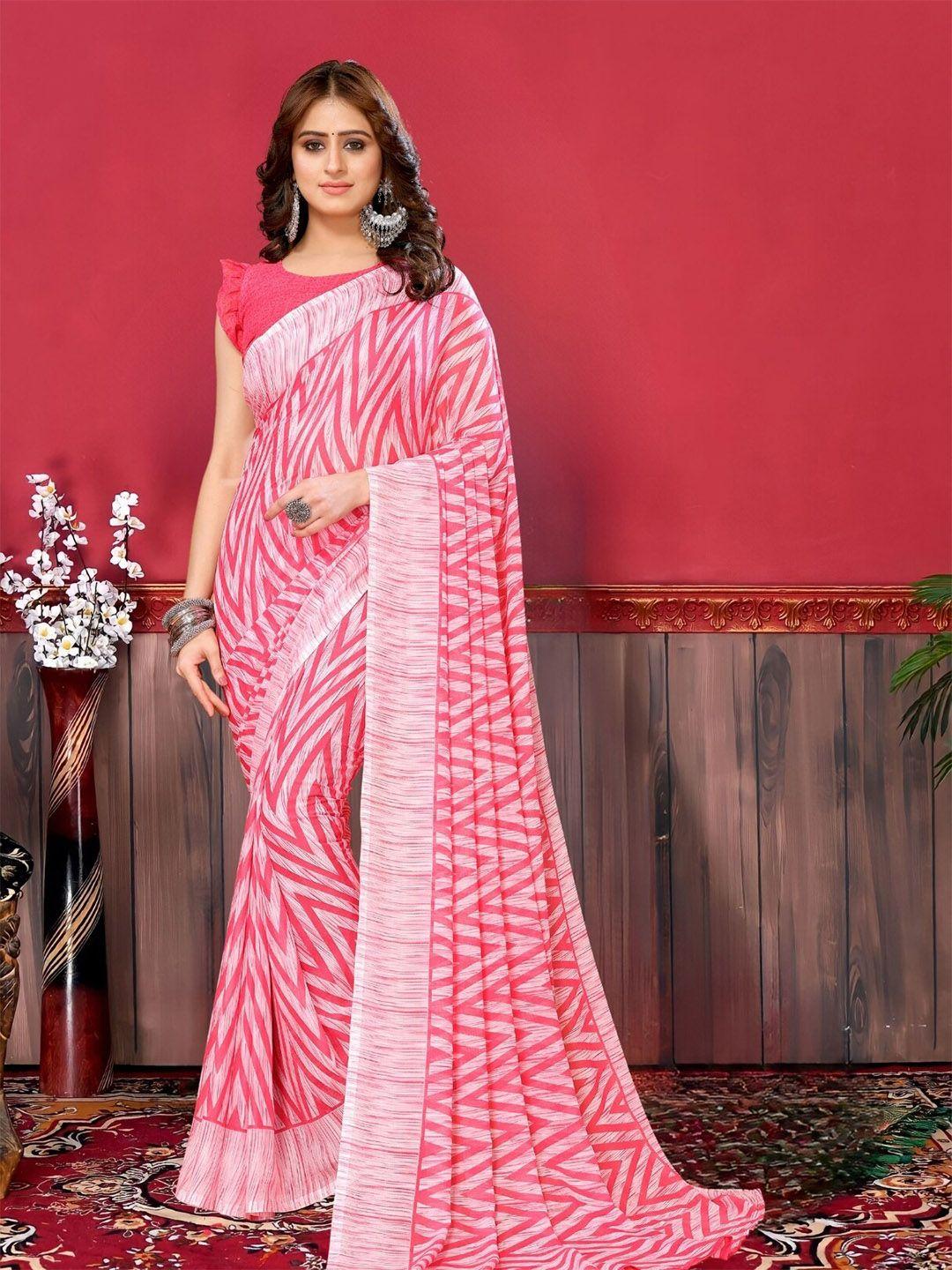 magmina geometric printed pure georgette banarasi saree