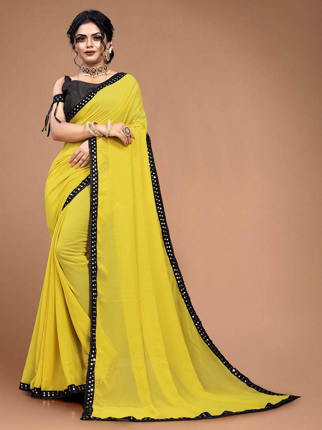 magmina sequinned embellished border pure georgette saree