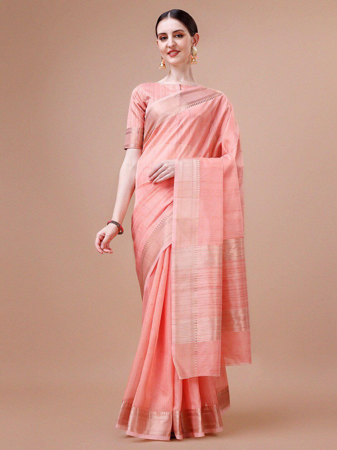 magmina striped woven design zari kanjeevaram saree