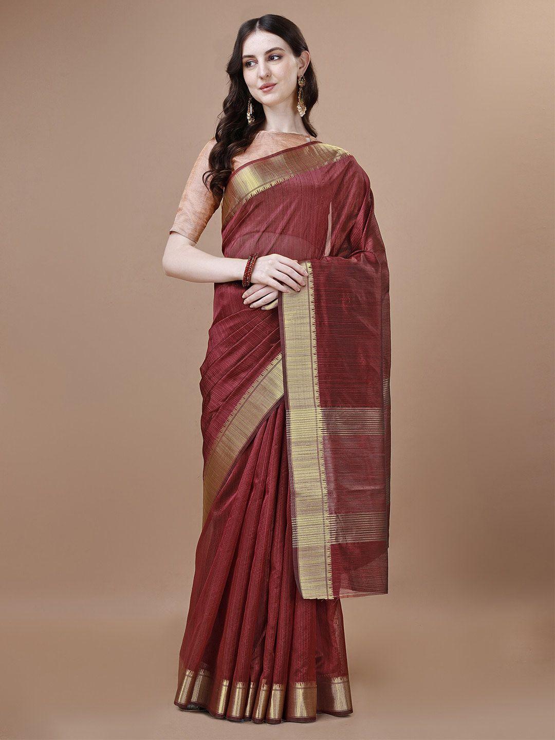 magmina woven design zari cotton silk banarasi saree