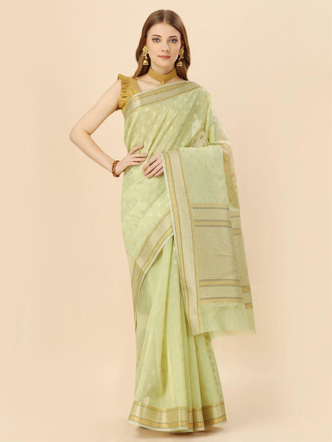 magmina woven design zari cotton silk banarasi saree