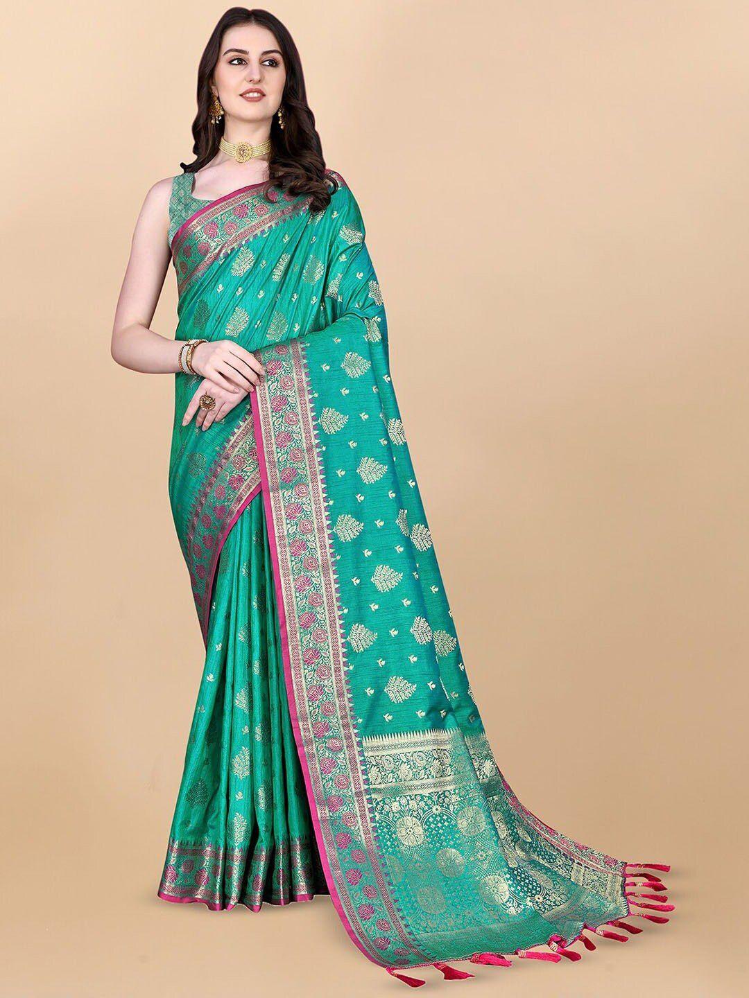 magmina woven design zari silk cotton banarasi saree