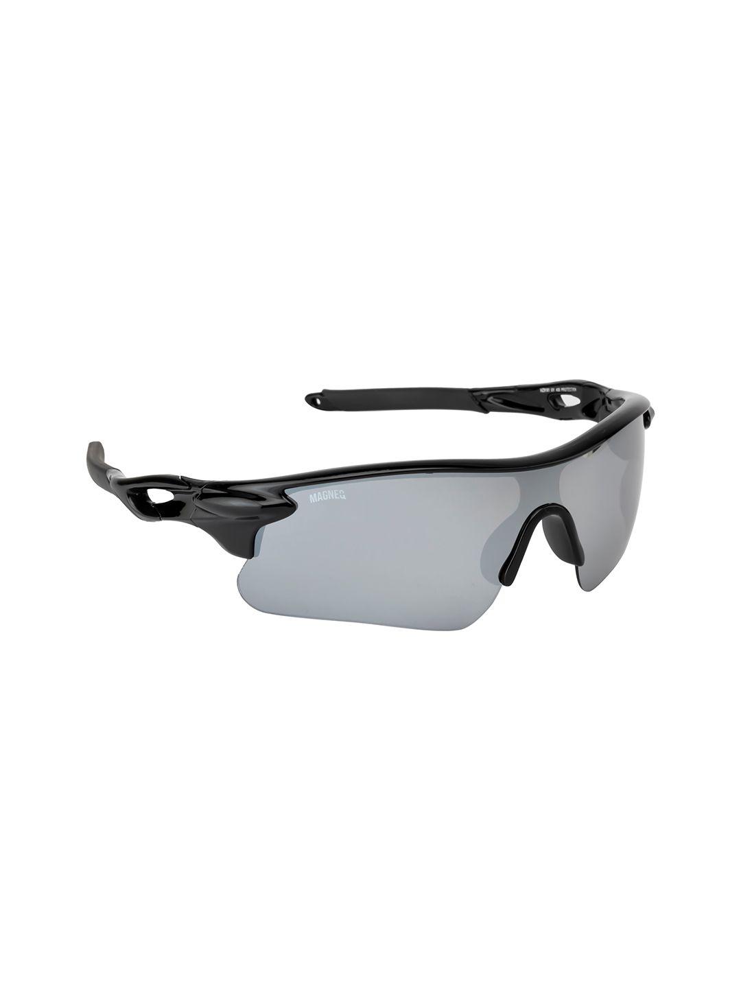 magneq lens & black shield sunglasses with uv protected lens mg 9181/s c1 hz 7020