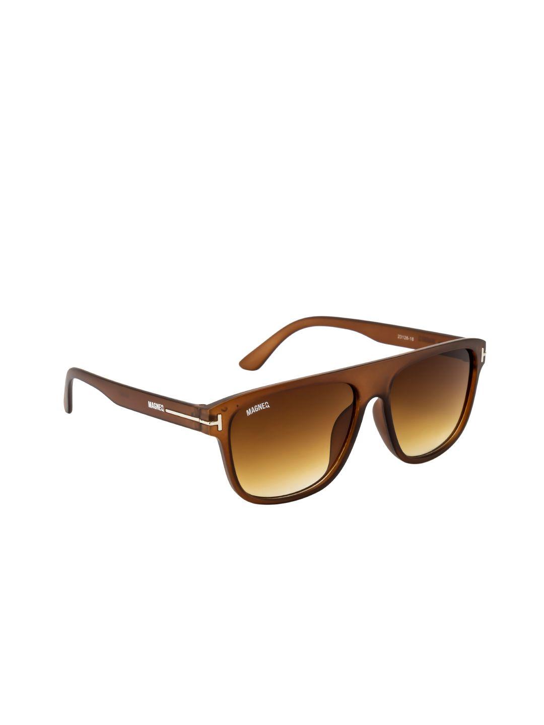 magneq unisex brown lens & brown aviator sunglasses with polarised and uv protected lens