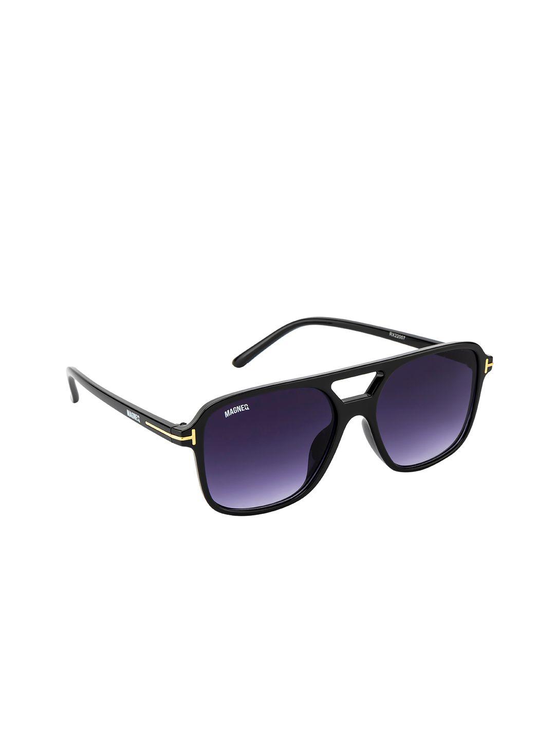 magneq unisex purple lens & black aviator sunglasses with polarised and uv protected lens