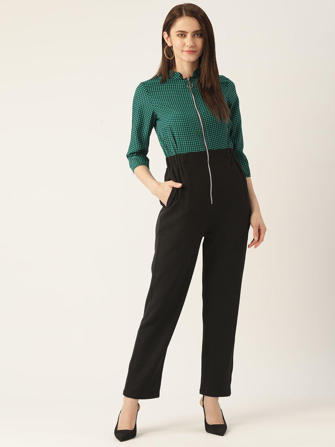 magnetic designs black & green houndsthooth basic jumpsuit