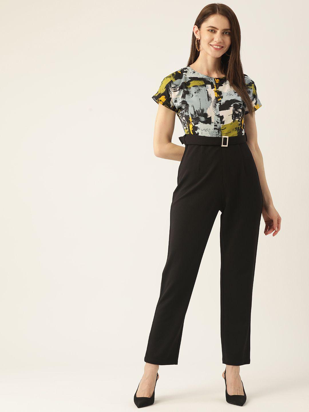 magnetic designs black printed basic jumpsuit