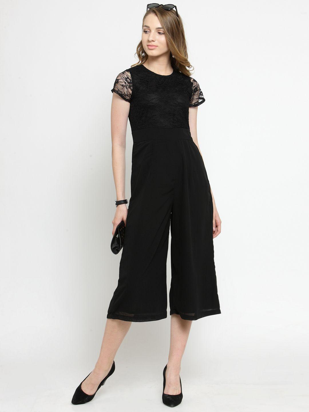magnetic designs black solid culotte jumpsuit