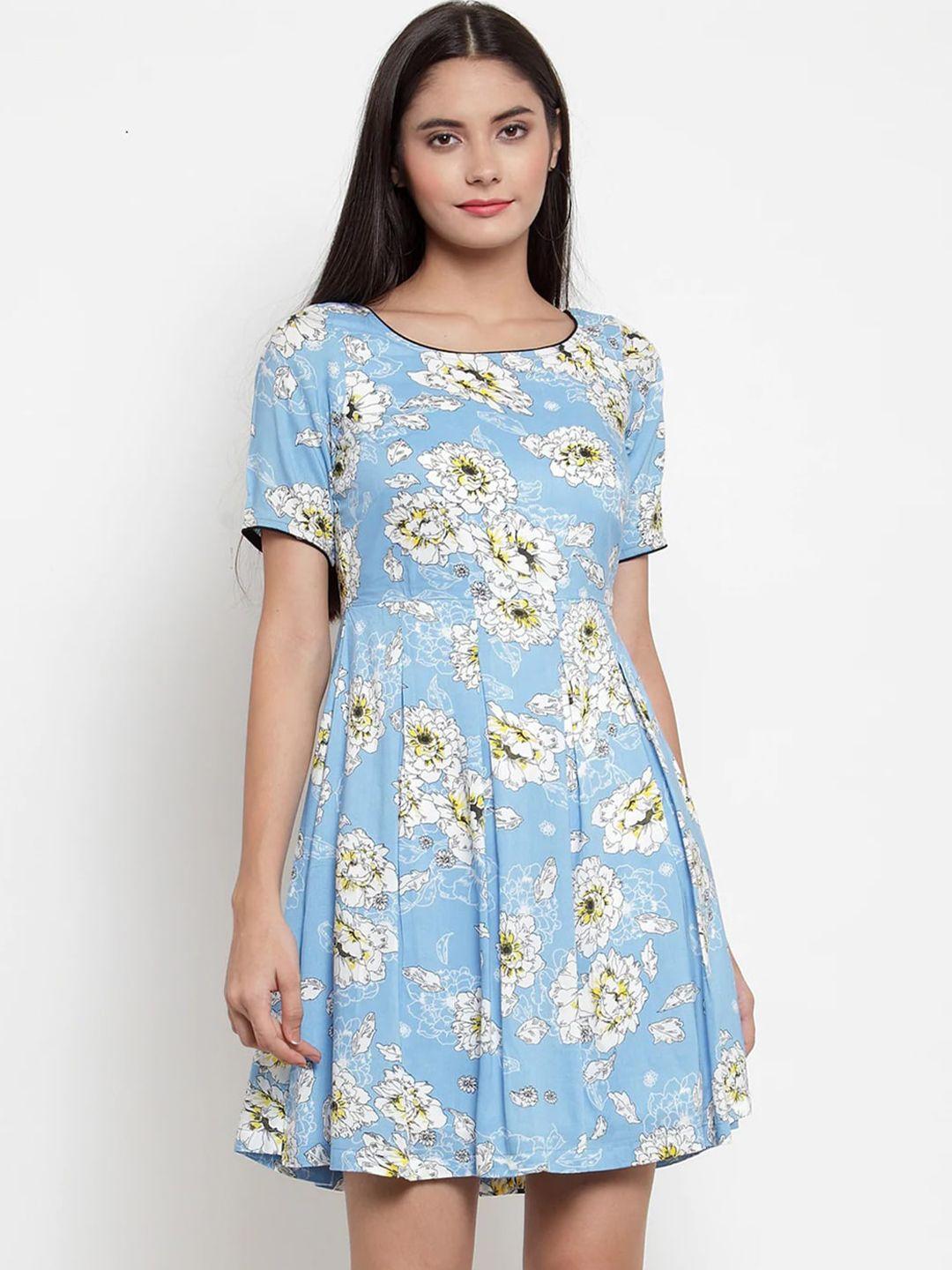 magnetic designs blue floral printed dress