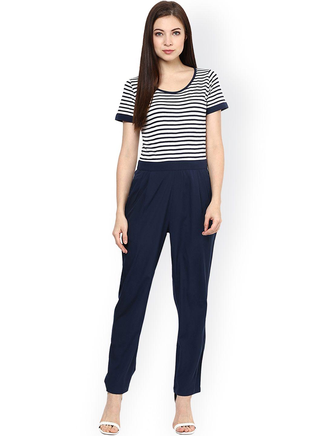 magnetic designs women navy & white striped jumpsuit