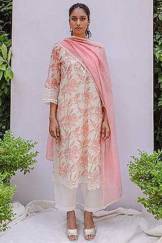 magnolia floral printed straight kurta set