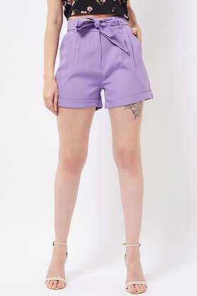 magre belted lavender shorts - lavender